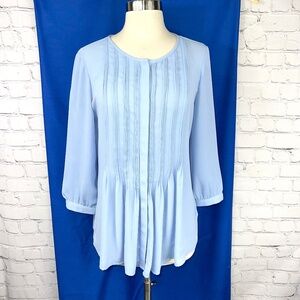 🔥2/$10 |•BANANA REPUBLIC•| Pretty Periwinkle/Light Blue Pin-Tucked Top/Blouse
